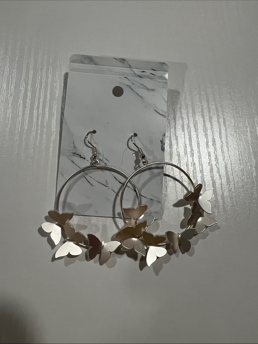 Silver Butterfly Hoop Earrings - Women Jewelry